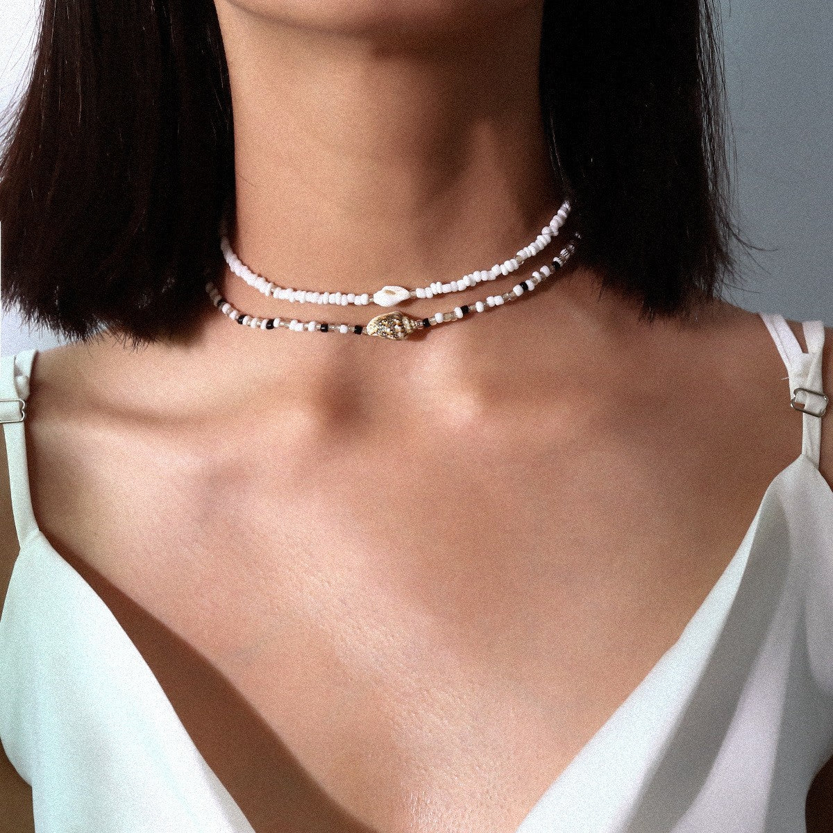 Wholesale Beaded retro style necklace versatile stacking beach conch beach shell clavicle necklace